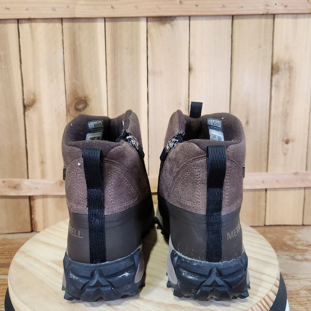 Merrell Thermo Snowdrift Zip Mid Shell Boots Mens 13 Brown Waterproof Winter